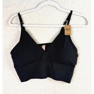 Victoria Secret PINK Bra Womens XL Black Seamless Bralette Layered Cropped New